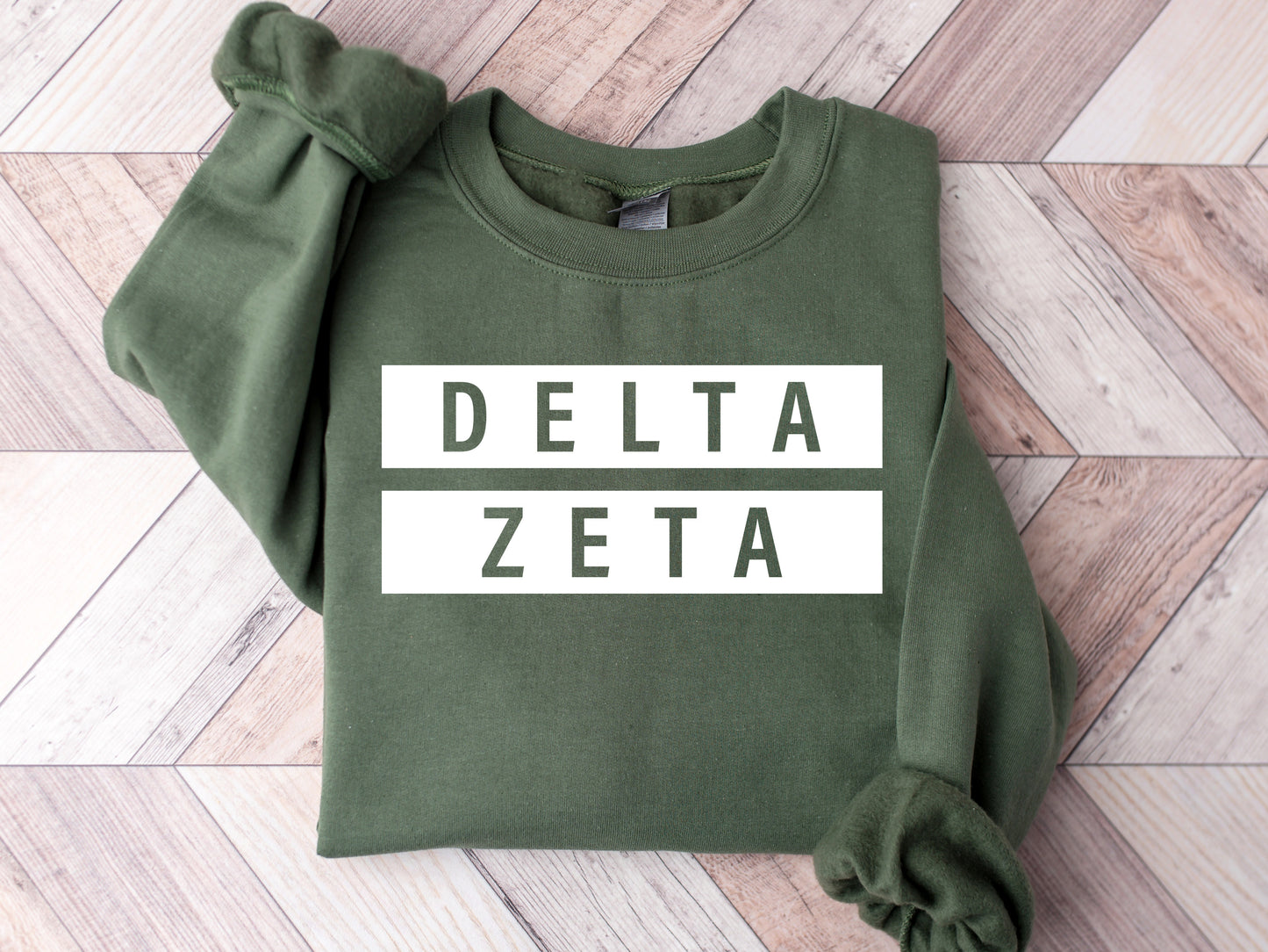 Delta Zeta Faded White Box Sorority Sweatshirt _ 3346g