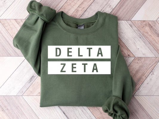 Delta Zeta Faded White Box Sorority Sweatshirt _ 3346g