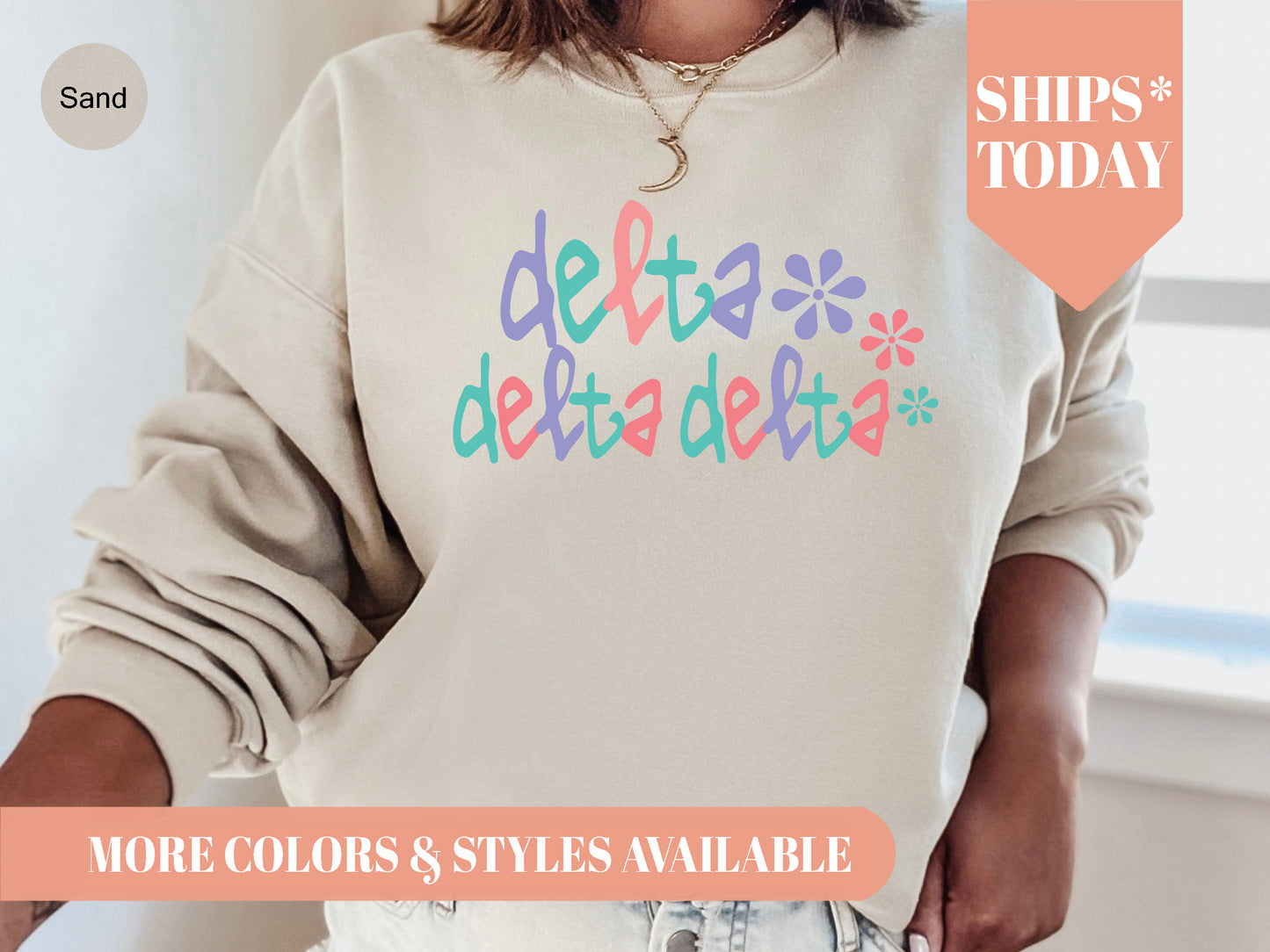 Delta Delta Delta Colorful Floral Sorority Sweatshirt _ 2613g