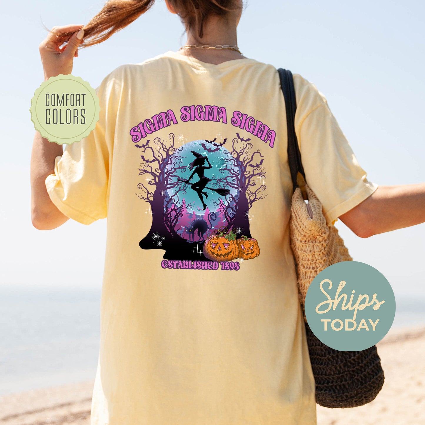 Sigma Sigma Sigma Halloween Witch Comfort Colors Sorority T-shirt _ 36249g