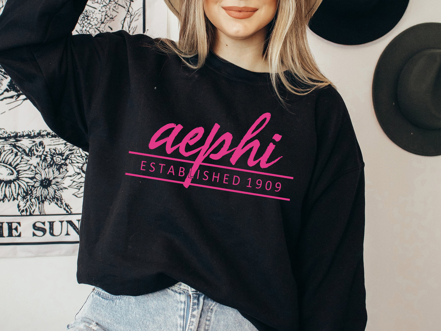 Alpha Epsilon Phi All Pink Sorority Sweatshirt _ 754g