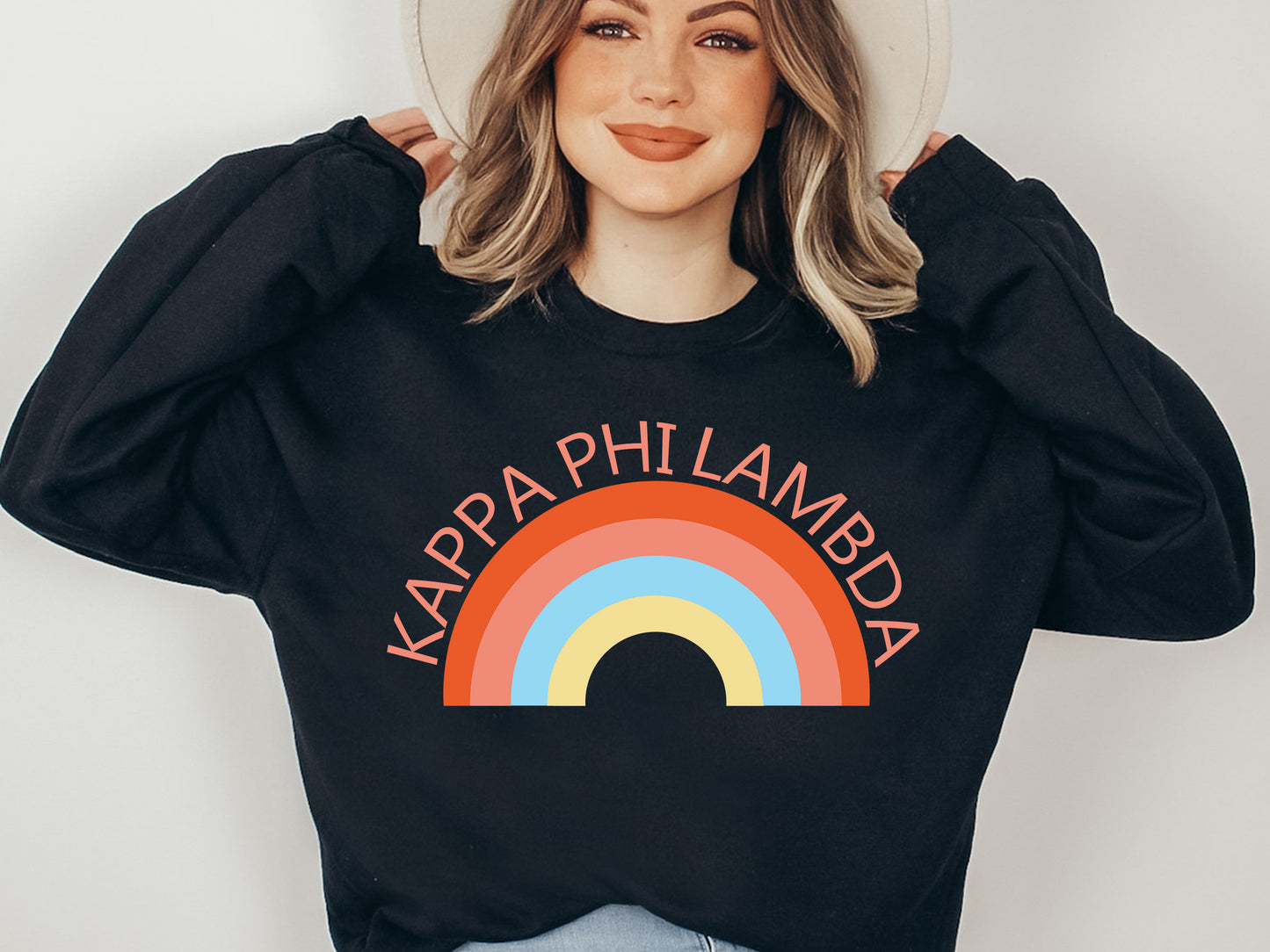 Kappa Phi Lambda Colorful Rainbow Sorority Sweatshirt _ 3459g