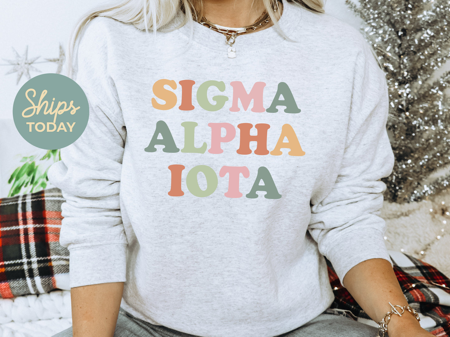 Sigma Alpha Iota Bright and Colorful Sorority Sweatshirt _ 3479g