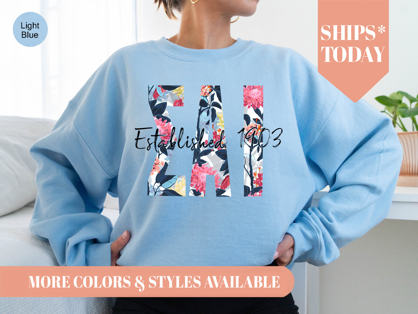 Sigma Alpha Iota Floral Block Sorority Sweatshirt _ 3520g