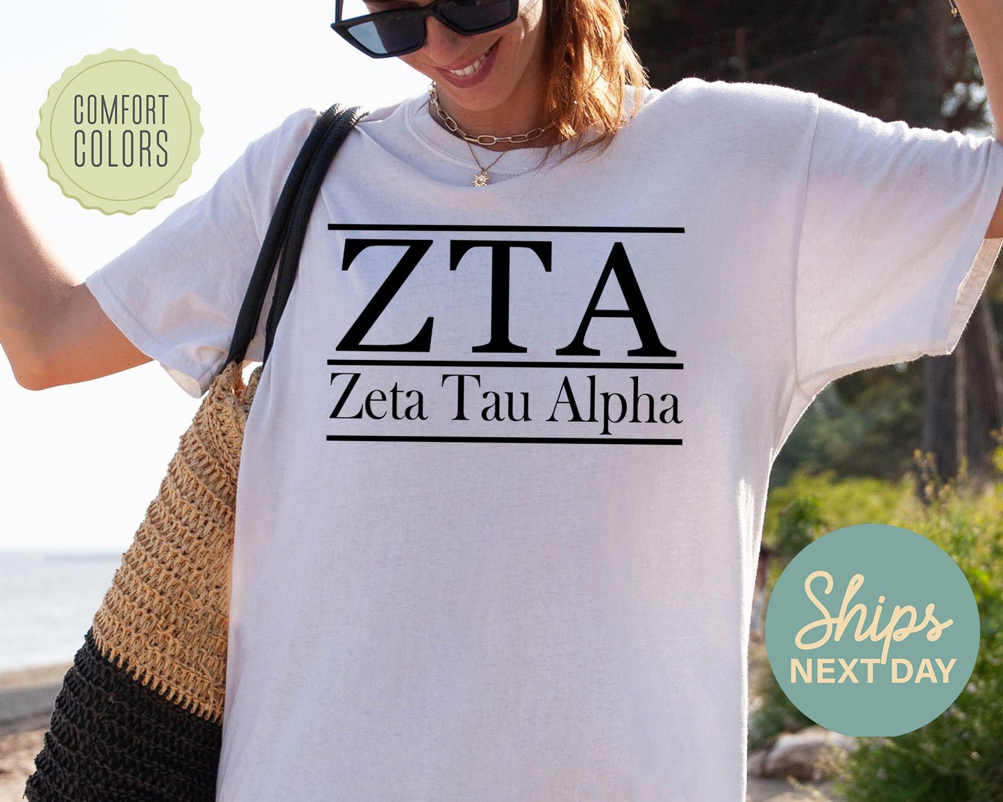 Zeta Tau Alpha Bold Statement Comfort Colors Sorority T-shirt _ 309g