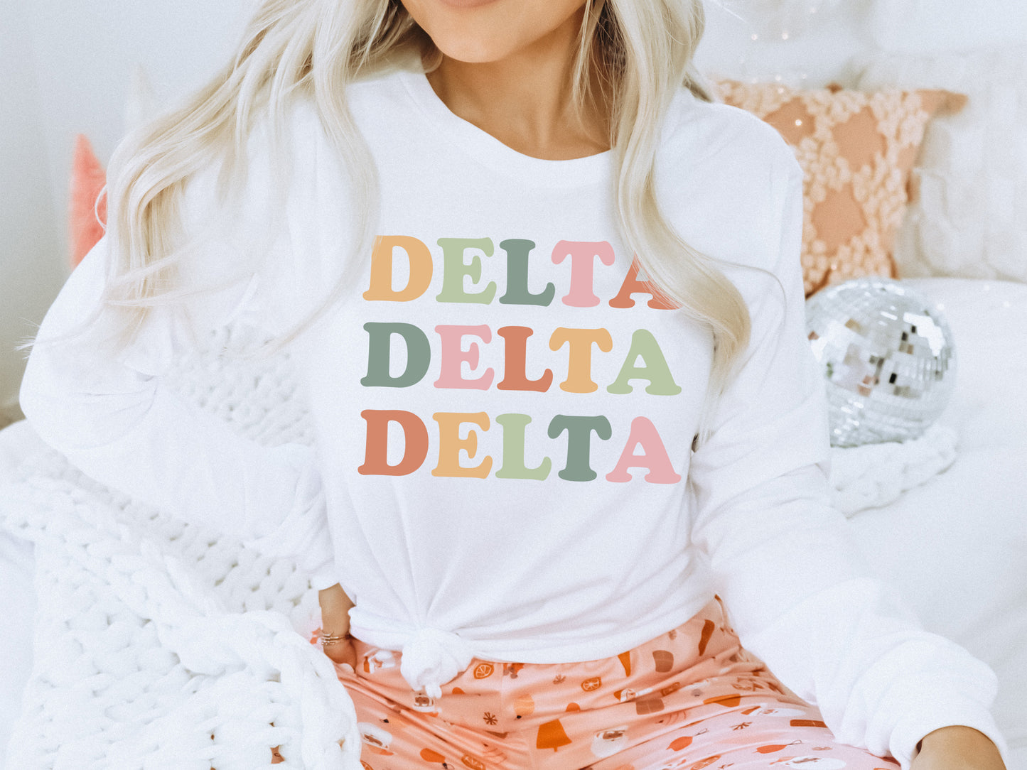 Delta Delta Delta Bright and Proud Sorority Long Sleeve T-shirt _ 424g