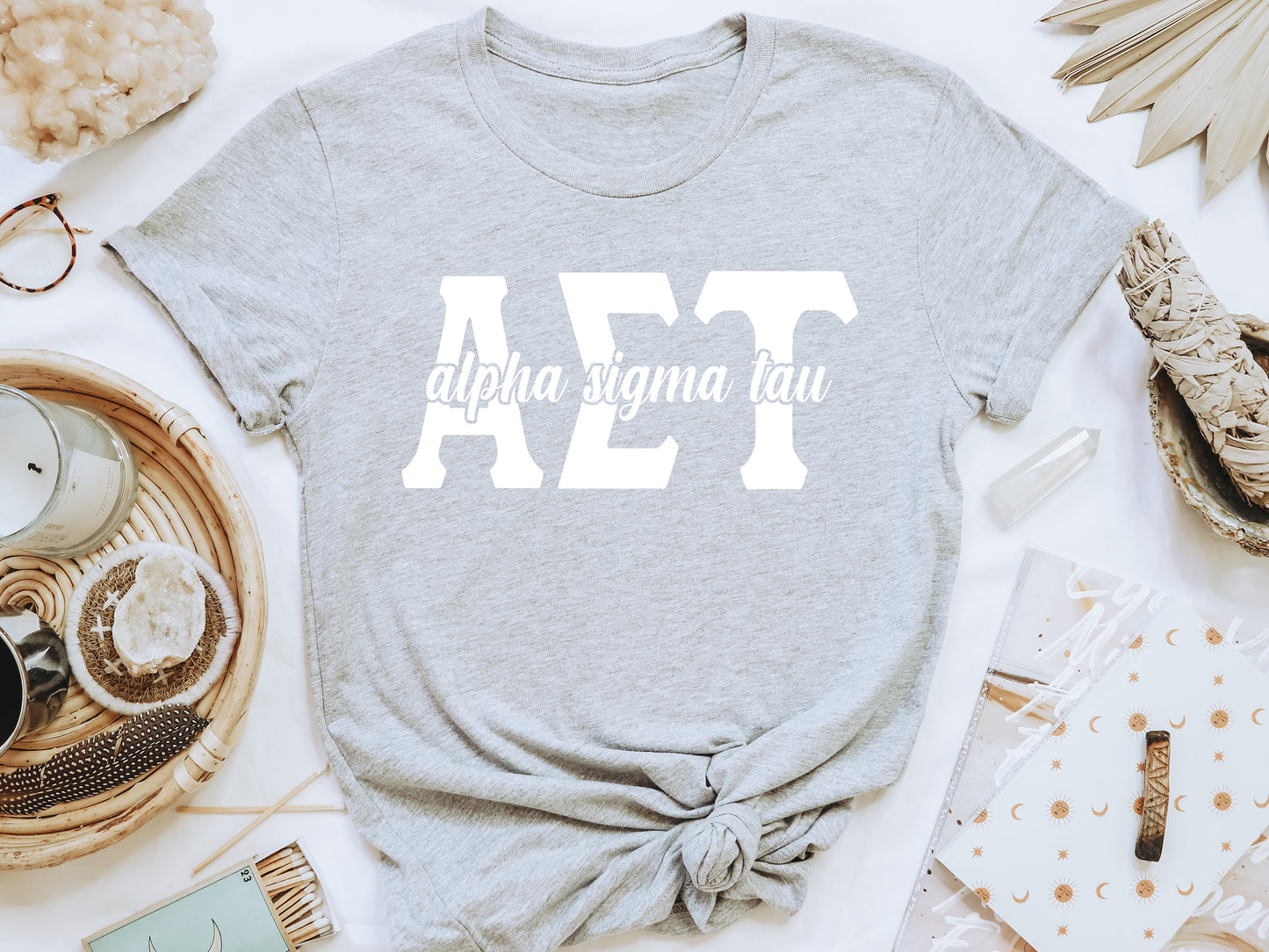 Alpha Sigma Tau Sliced White Letters Sorority T-shirt _ 2245g