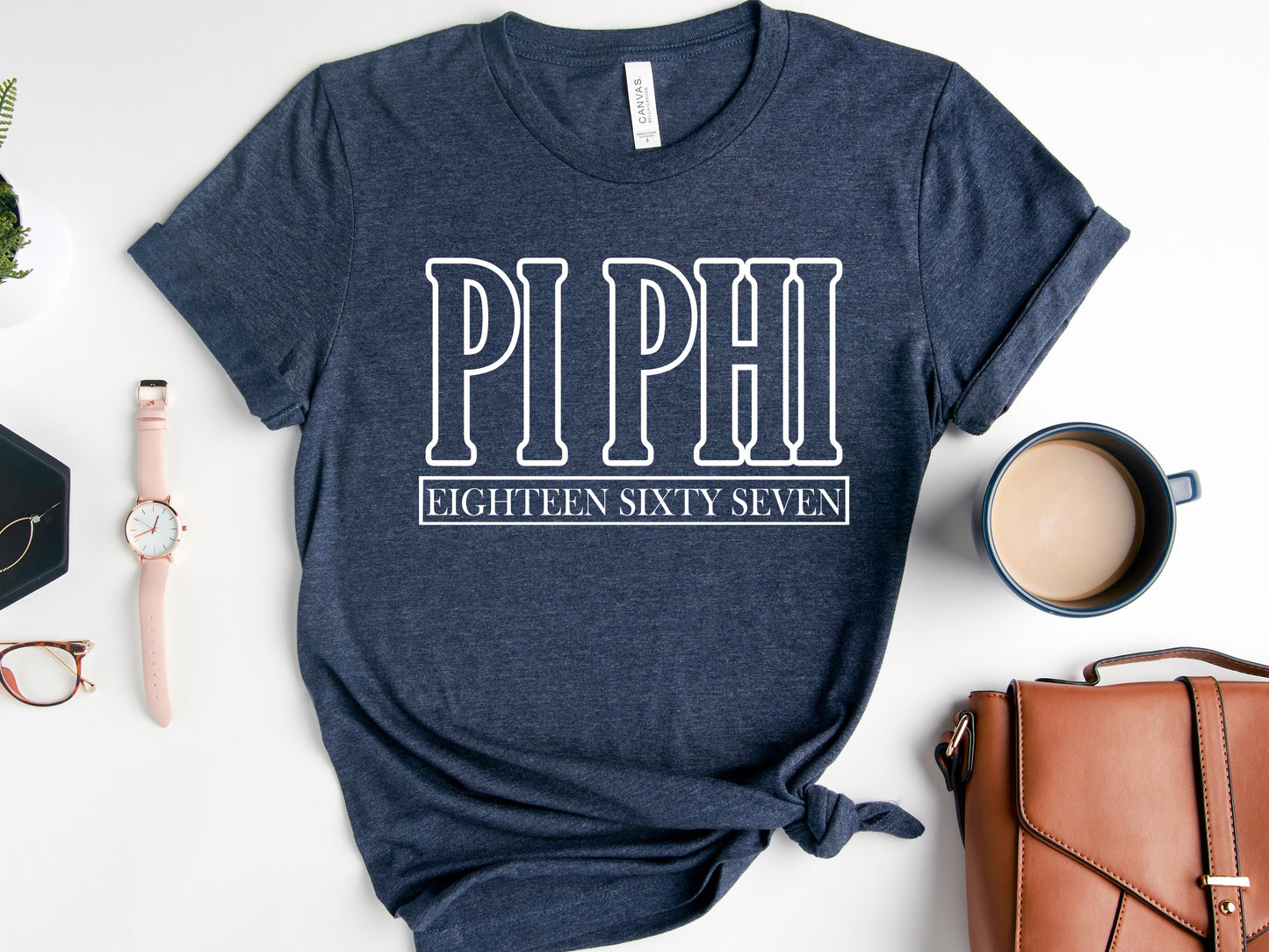 Pi Beta Phi Stencil Stacked Sorority T-shirt _ 2154g