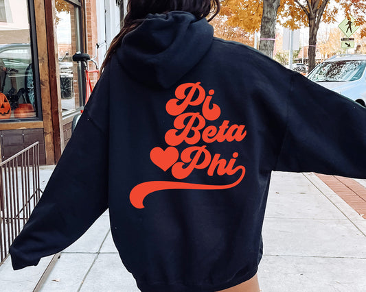Pi Beta Phi Red Heart Sorority Hoodie _ 33366g