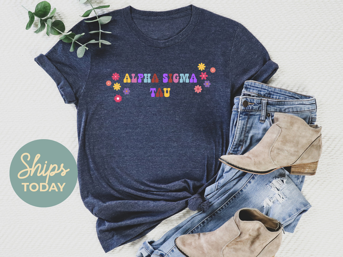 Alpha Sigma Tau Splash of Color Sorority T-shirt _ 3182g
