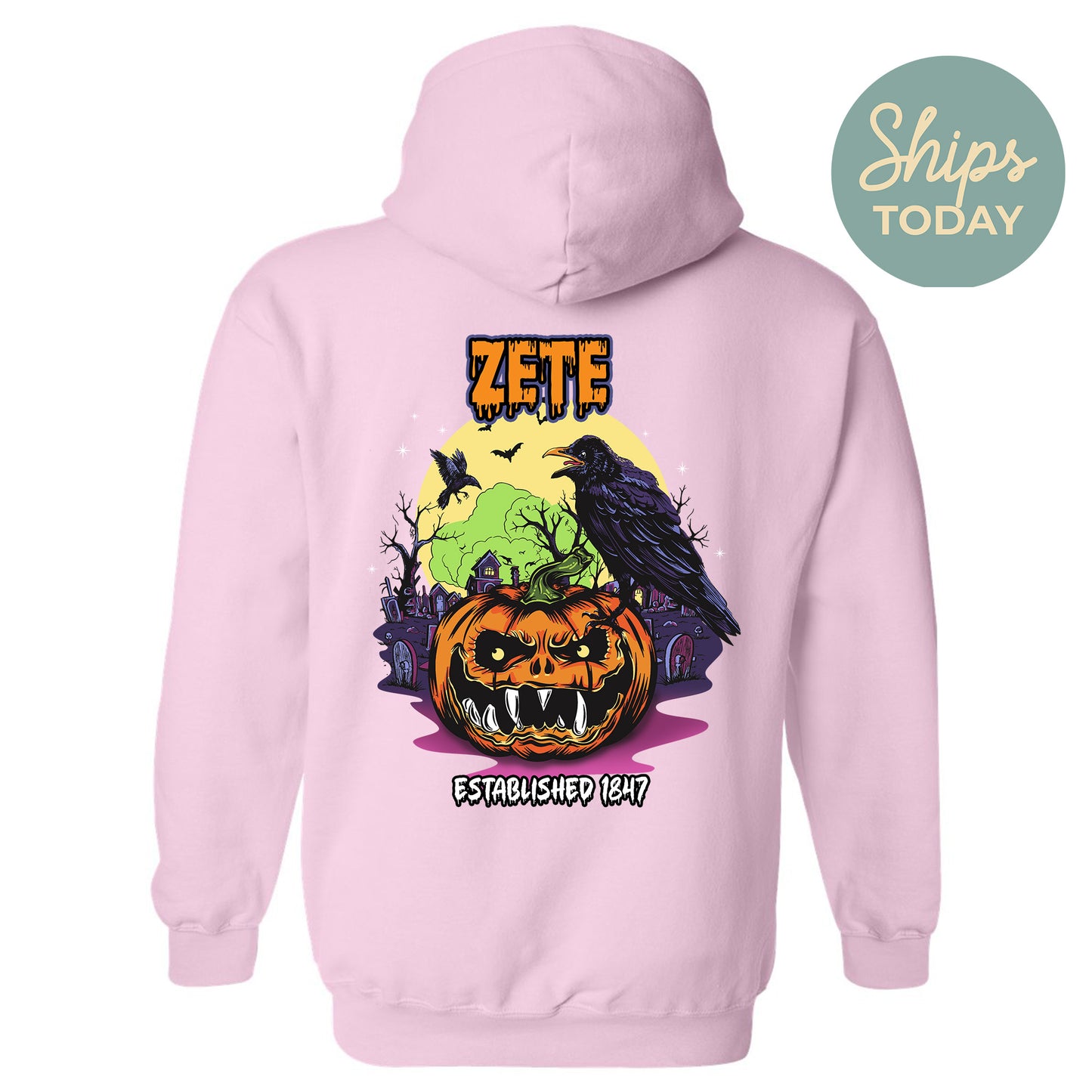 Zeta Psi Halloween Bats Fraternity Hoodie _ 36282g