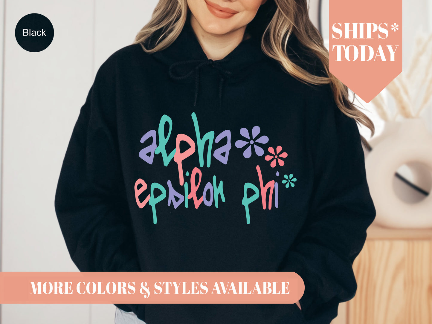 Alpha Epsilon Phi Colorful Floral Sorority Hoodie _ 2605g