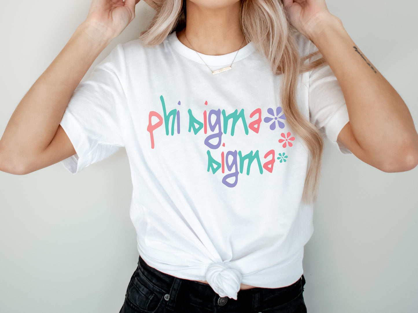 Phi Sigma Sigma Colorful Floral Sorority T-shirt _ 2622g