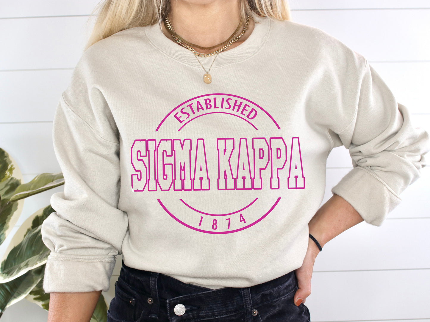 Sigma Kappa Pink Stamp Sorority Sweatshirt _ 73g