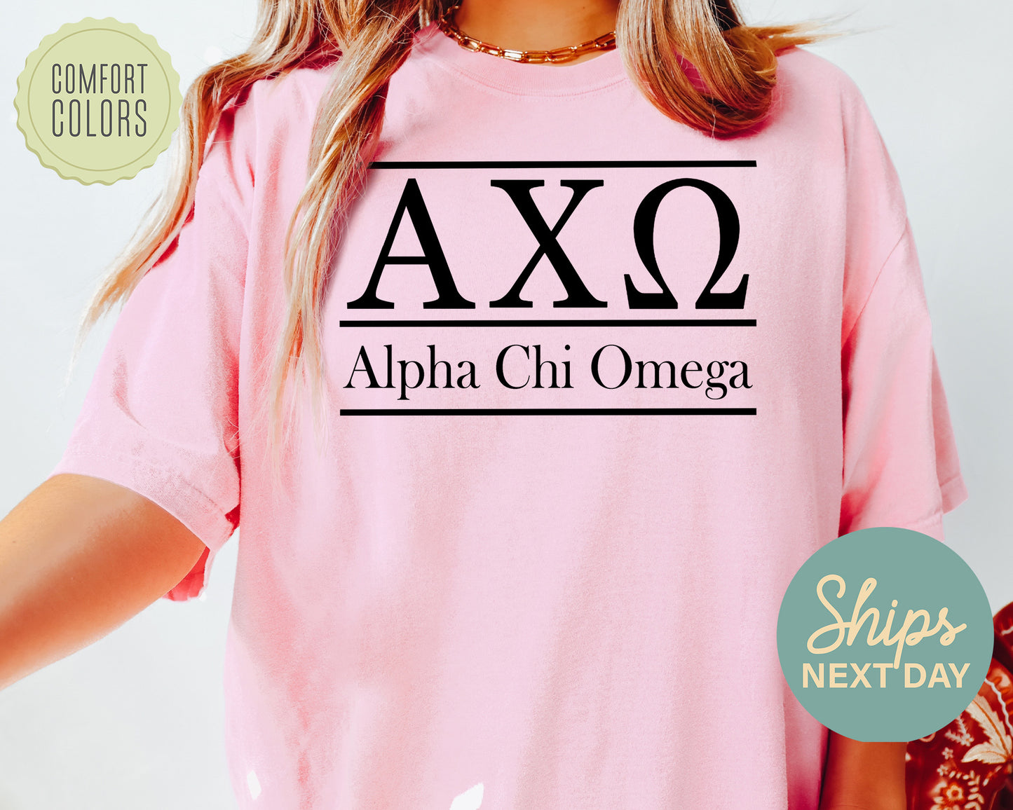 Alpha Chi Omega Bold Statement Comfort Colors Sorority T-shirt _ 284g