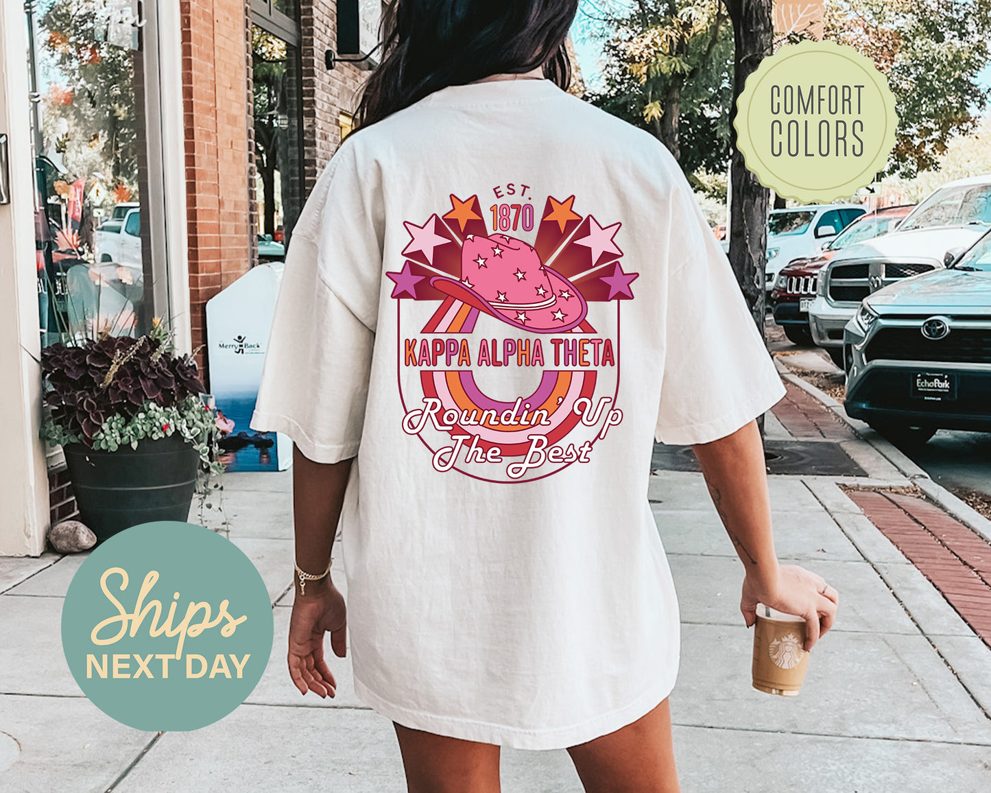 Kappa Alpha Theta Roundin' Up the Best Comfort Colors Sorority T-shirt _ 32909g