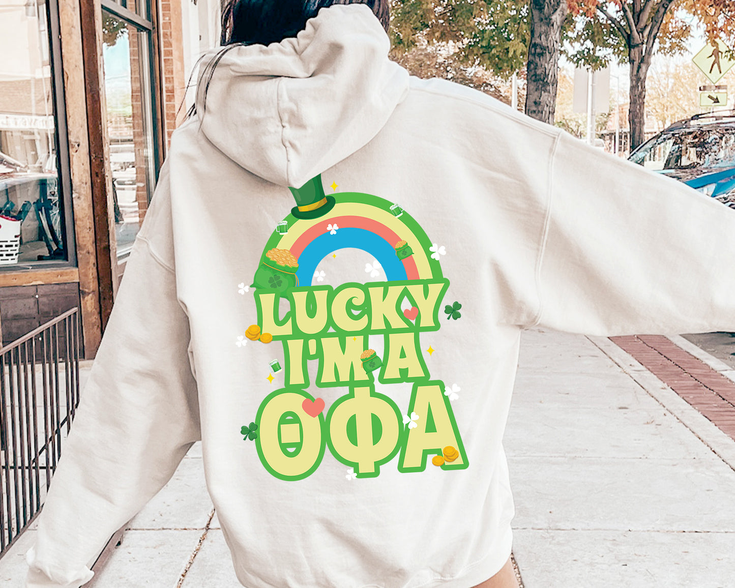 Theta Phi Alpha Lucky Rainbow Sorority Hoodie _ 32892g