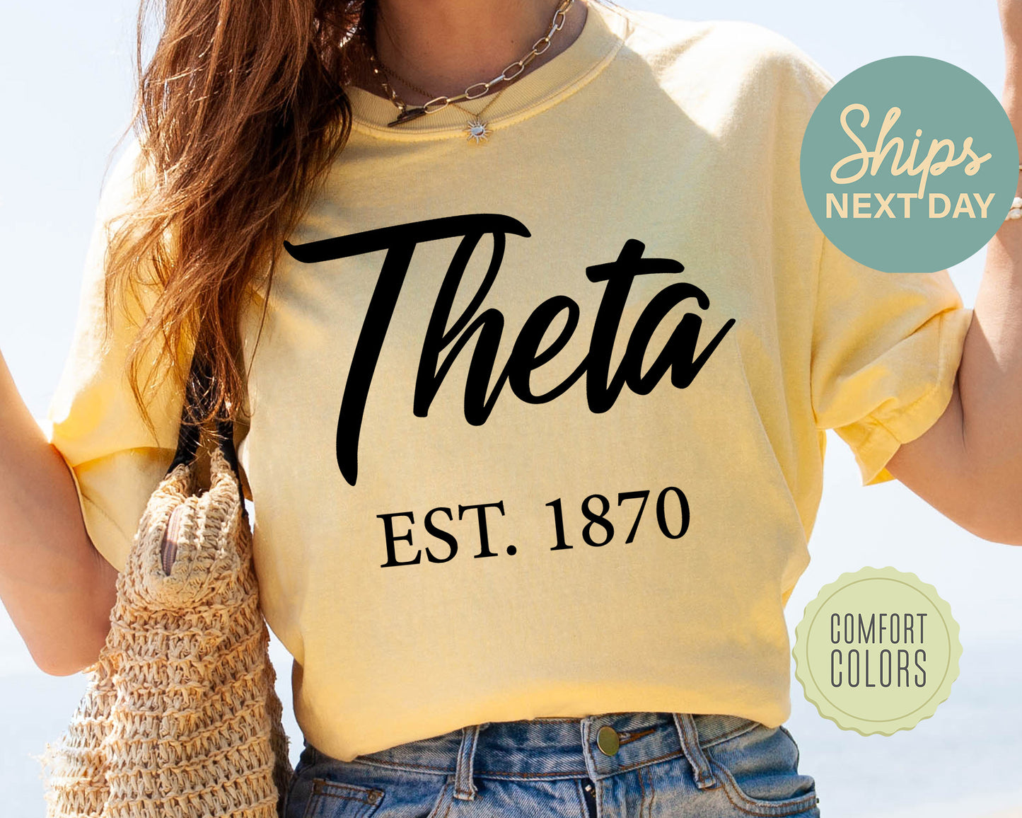 Kappa Alpha Theta Black Flowy Comfort Colors Sorority T-shirt _ 92g