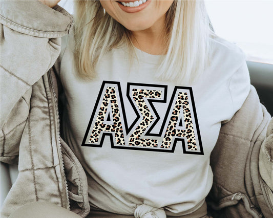 Alpha Sigma Alpha Safari Style Letters Sorority T-shirt _ 30441g