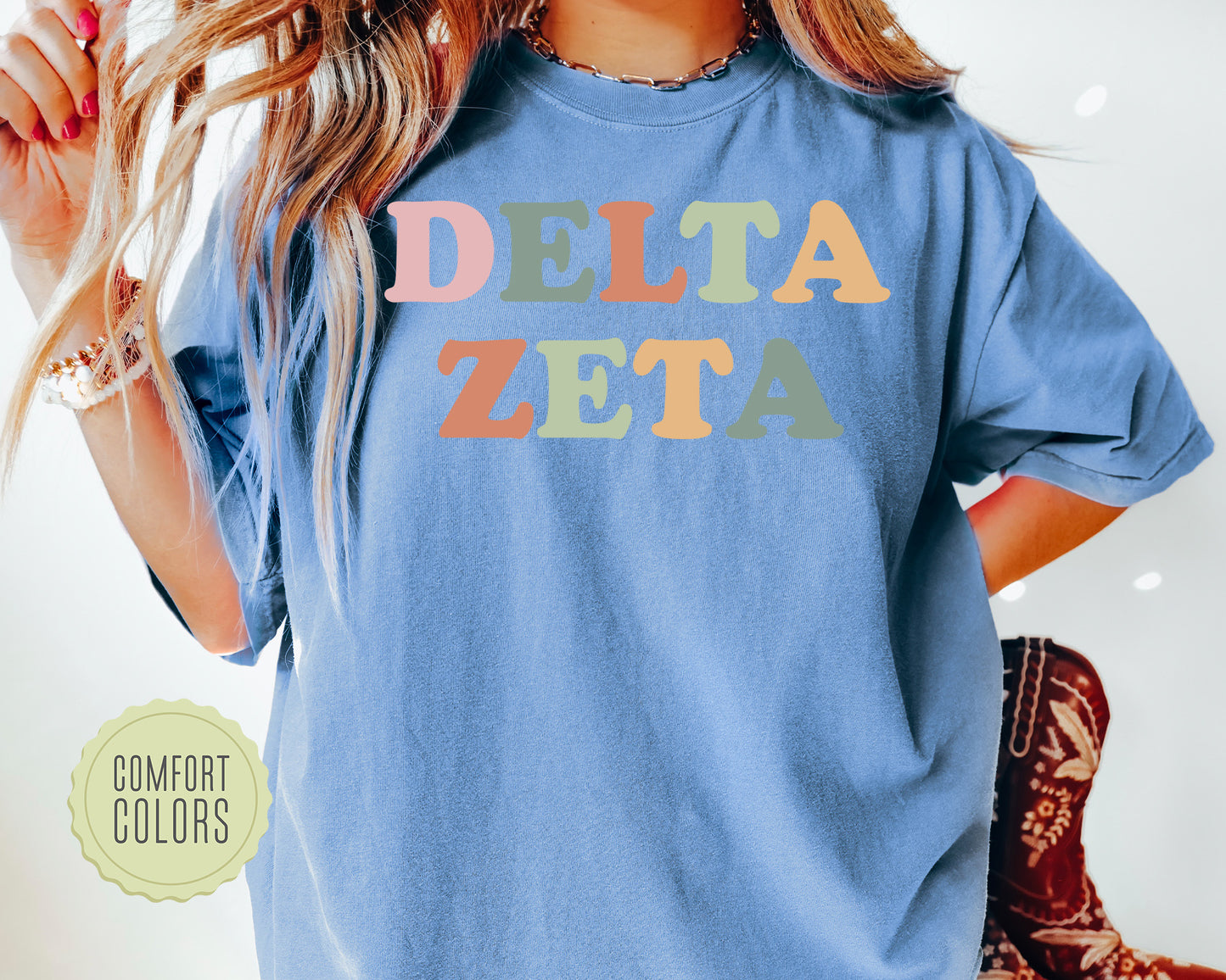 Delta Zeta Bright and Proud Comfort Colors Sorority T-shirt _ 427g