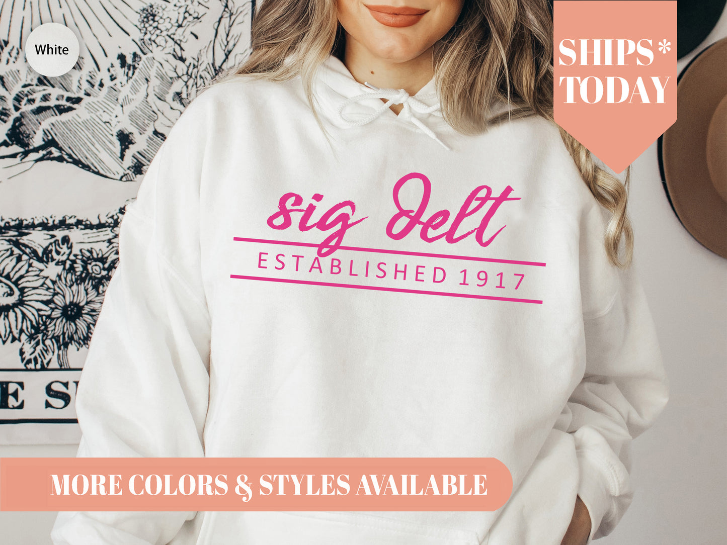 Sigma Delta Tau All Pink Sorority Hoodie _  773g