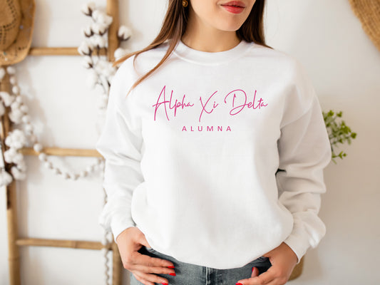Alpha Xi Delta Simple and Sweet Alumna Sorority Sweatshirt _ 500g