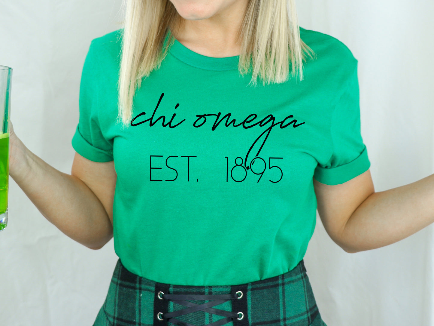 Chi Omega Black Calligraphy Sorority T-shirt _ 2326g