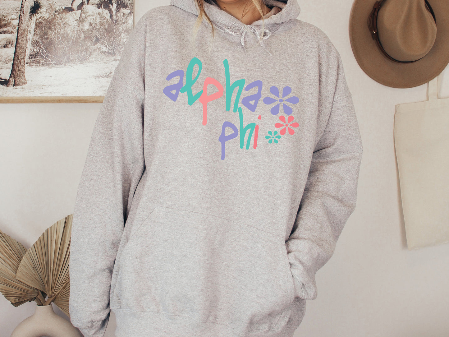 Alpha Phi Colorful Floral Sorority Hoodie _ 2608g