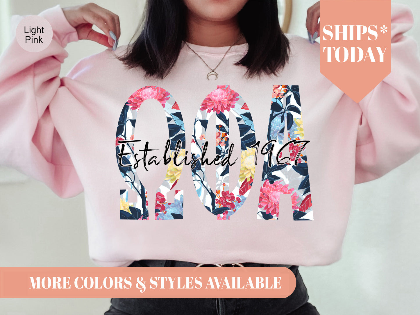 Omega Phi Alpha Floral Block Sorority Sweatshirt _ 3517g