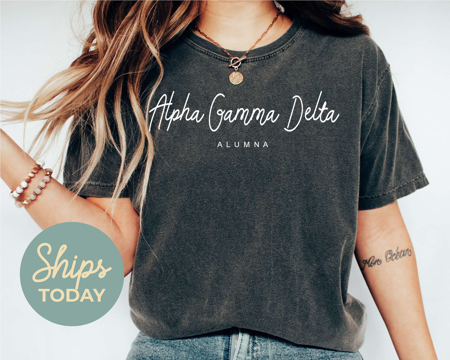 Alpha Gamma Delta Flashy Alumna Sorority T-shirt _ 2528g