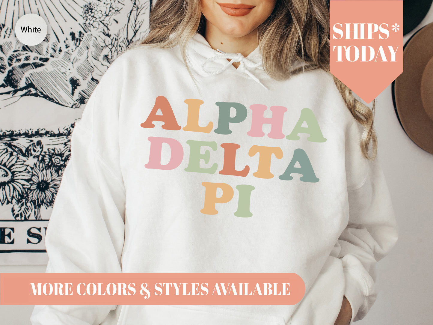 Alpha Delta Pi Bright and Proud Sorority Hoodie _ 415g