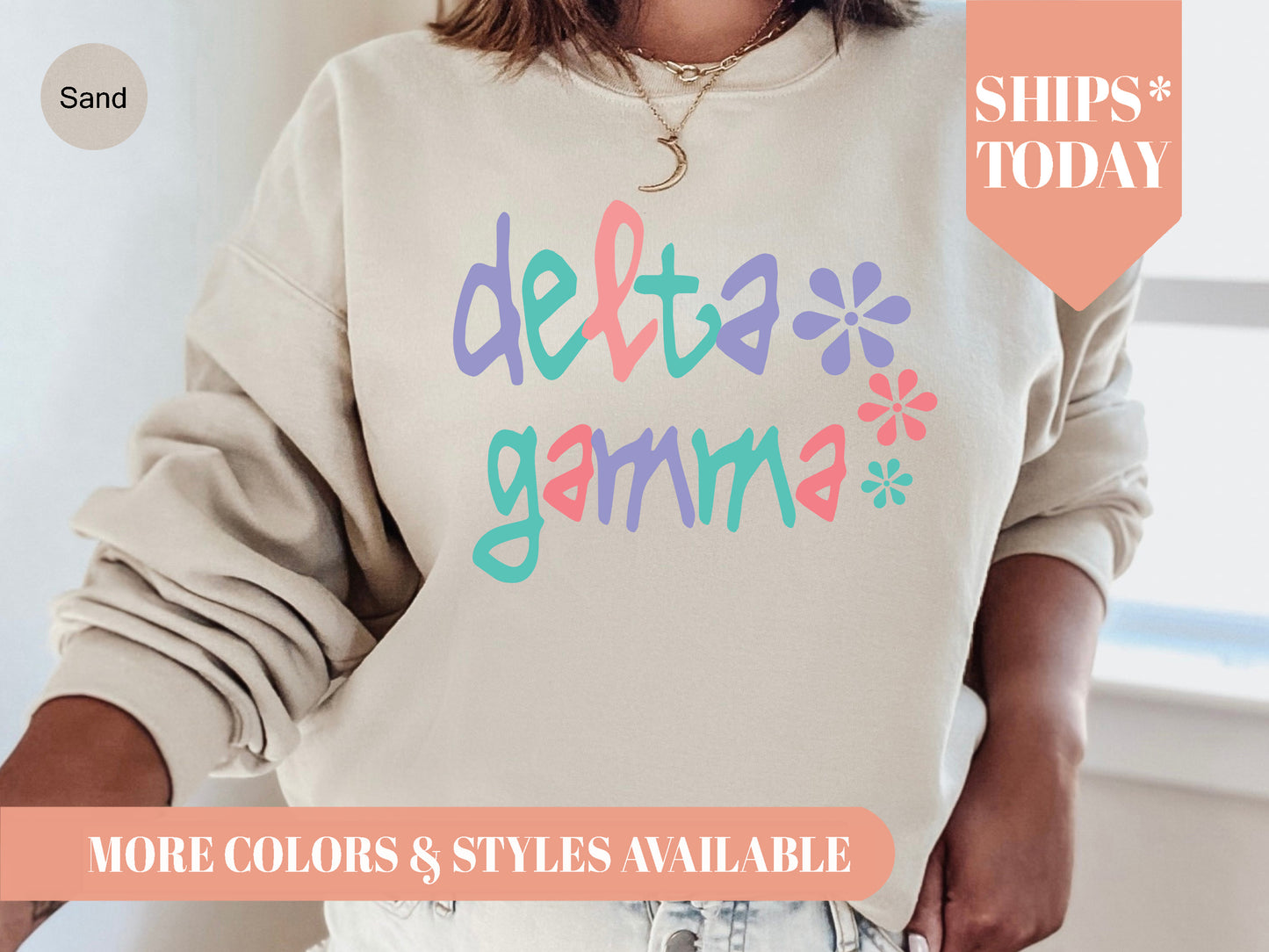 Delta Gamma Colorful Floral Sorority Sweatshirt _ 2614g