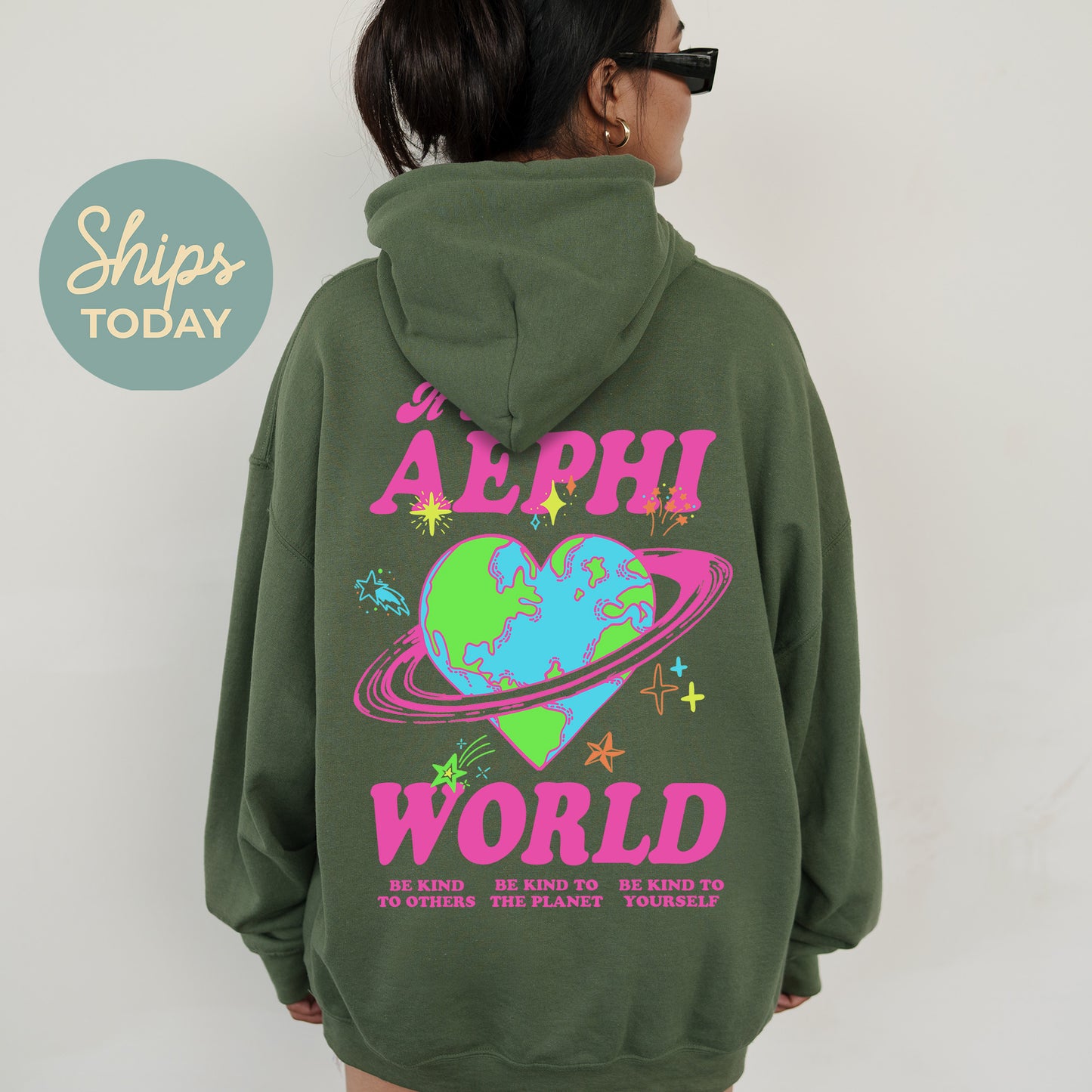 Alpha Epsilon Phi Pink Planet Sorority Hoodie _ 34232g