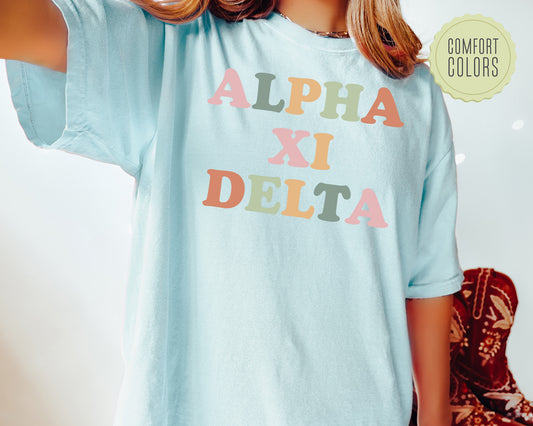 Alpha Xi Delta Bright and Proud Comfort Colors Sorority T-shirt _ 422g