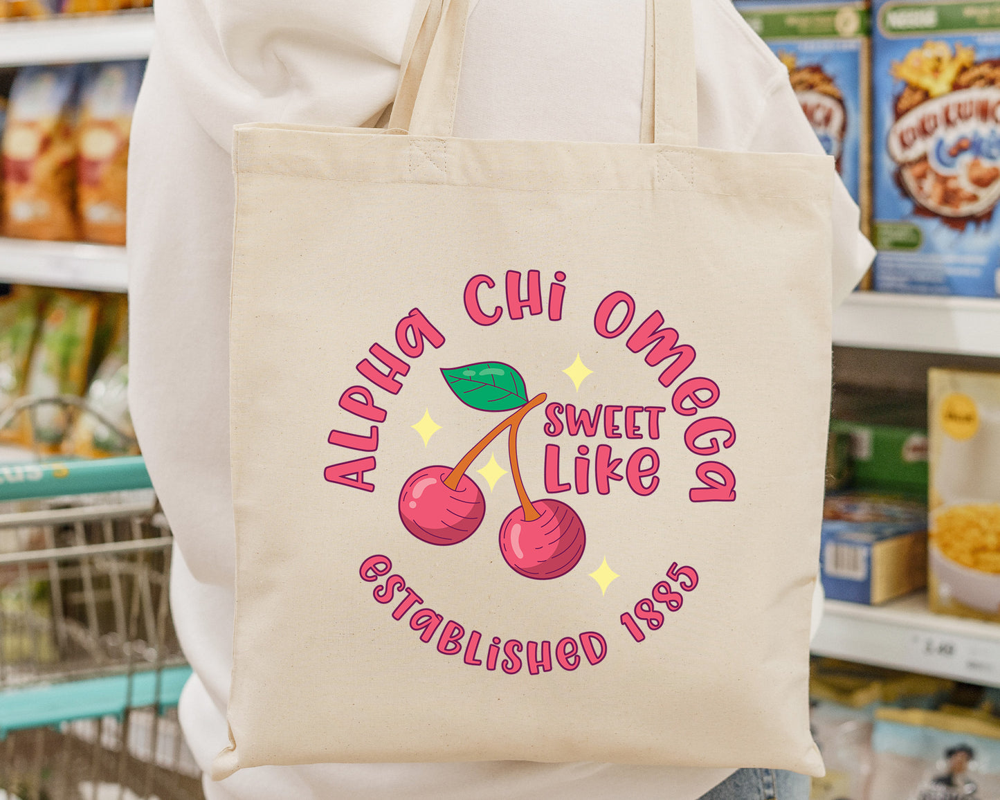 Alpha Chi Omega Sweet Like Cherry Sorority Tote Bag _ 34308g