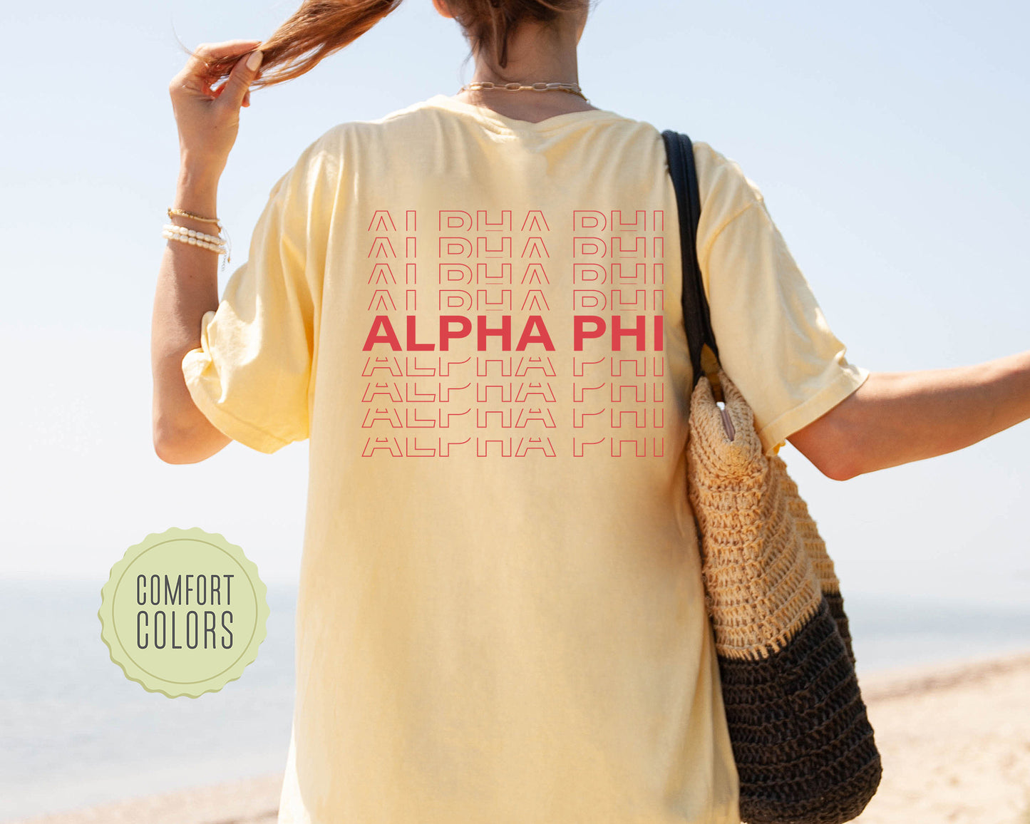 Alpha Phi Repeating Name Comfort Colors Sorority T-shirt _ 33003g