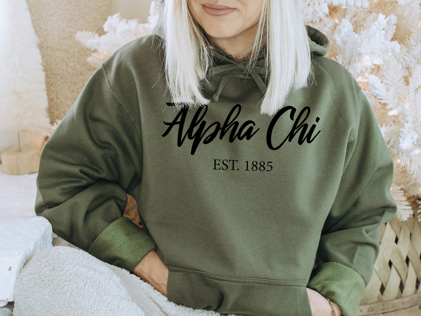 Alpha Chi Omega Black Flowy Sorority Hoodie _ 77g
