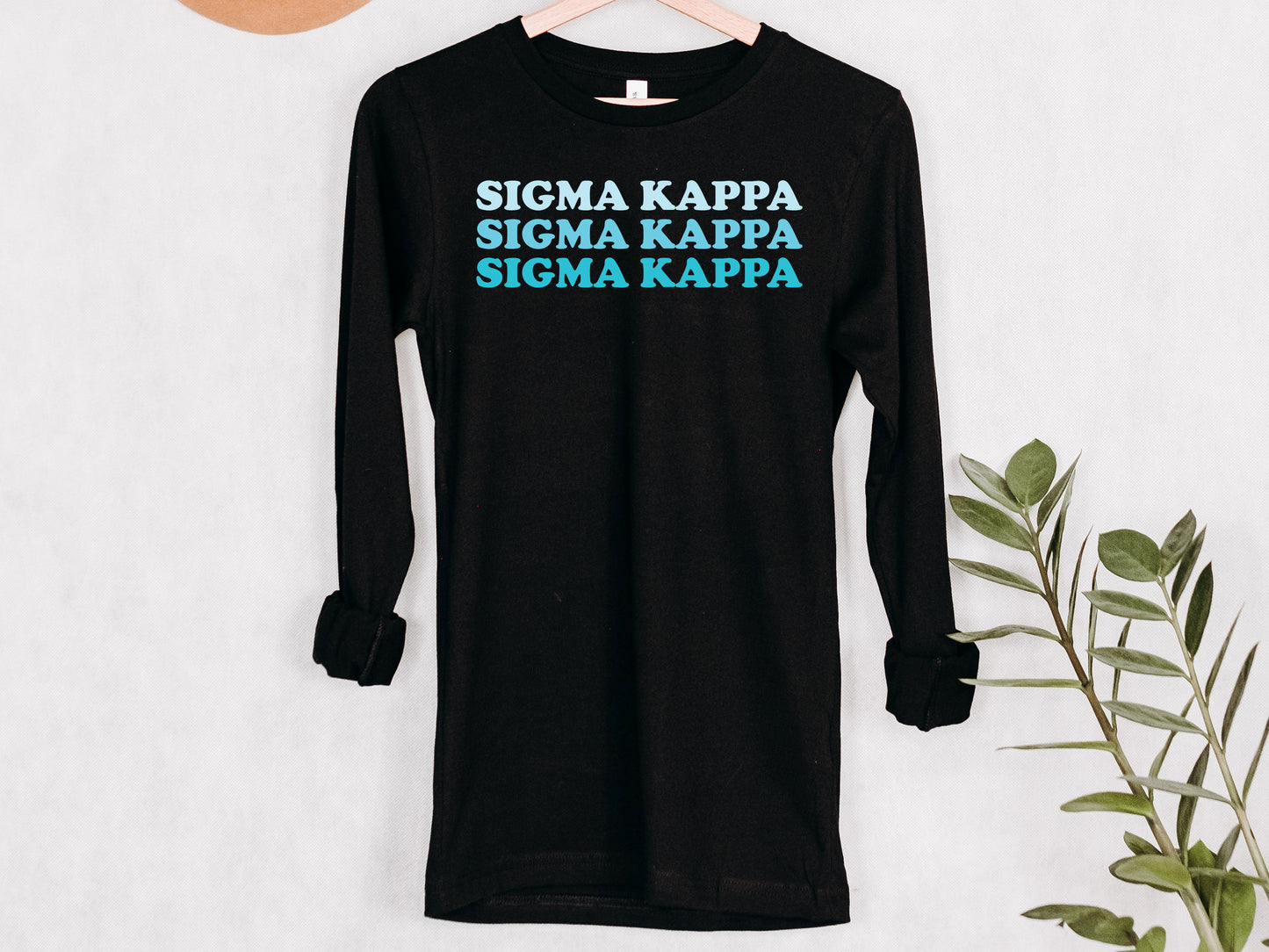 Sigma Kappa Touch of Blue Sorority Long Sleeve T-shirt  _ 2599g