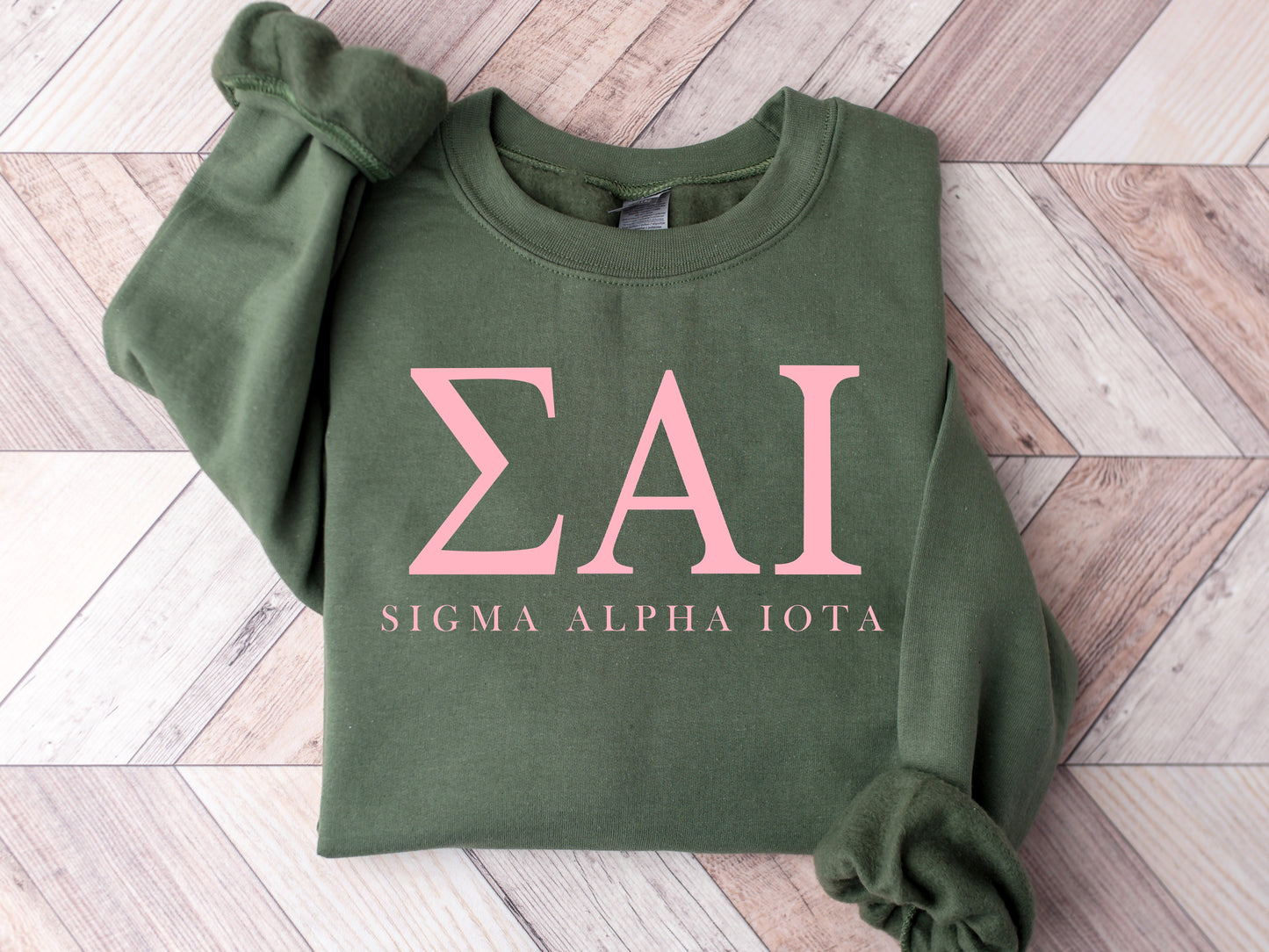 Sigma Alpha Iota Pink Letter Sorority Sweatshirt _ 3492g
