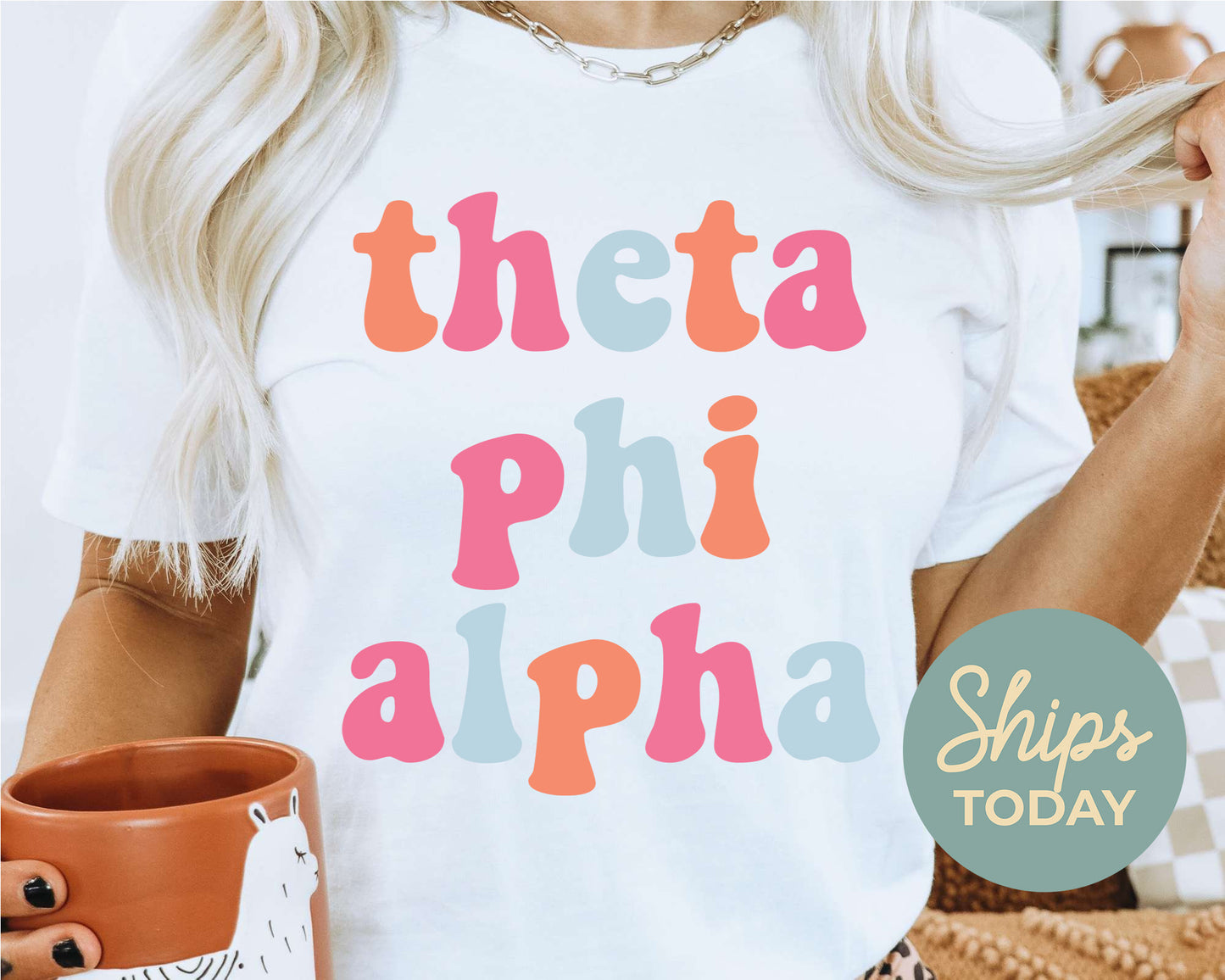 Theta Phi Alpha Vividly Vibrant Sorority T-shirt _ 3173g