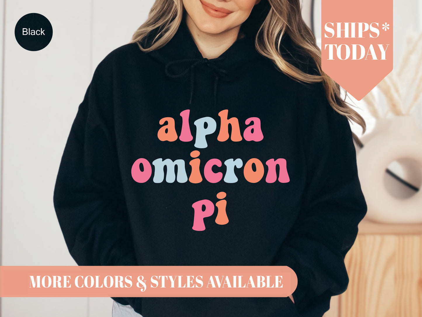 Alpha Omicron Pi Vividly Vibrant Sorority Hoodie _ 3153g