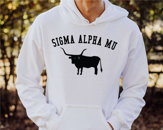 Sigma Alpha Mu Long Horn Fraternity Hoodie _ 1545g
