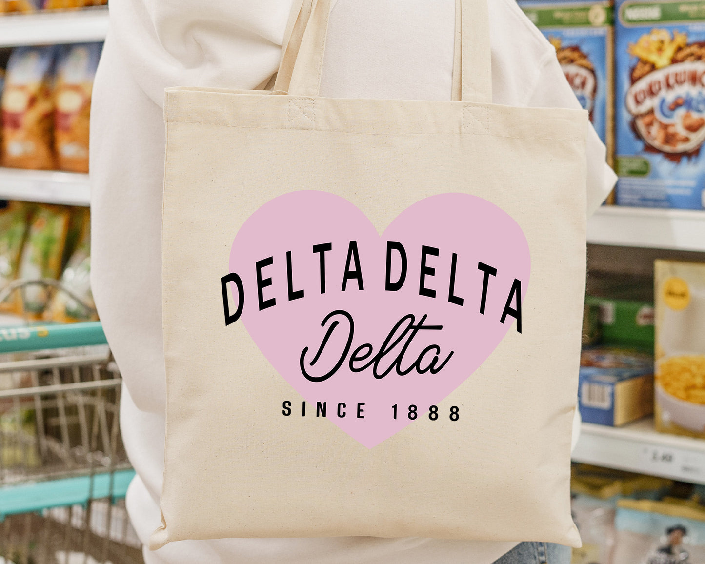 Delta Delta Delta Pretty in Pink Sorority Tote Bag _ 34292g