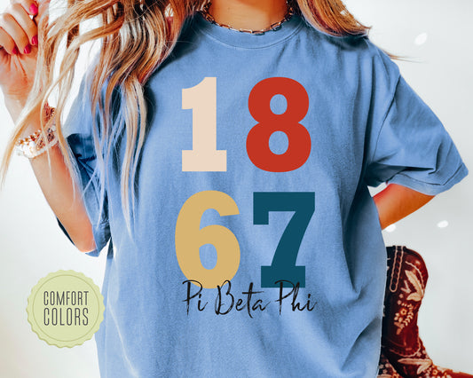 Pi Beta Phi Colorful and Trendy Comfort Colors Sorority T-shirt _ 201g
