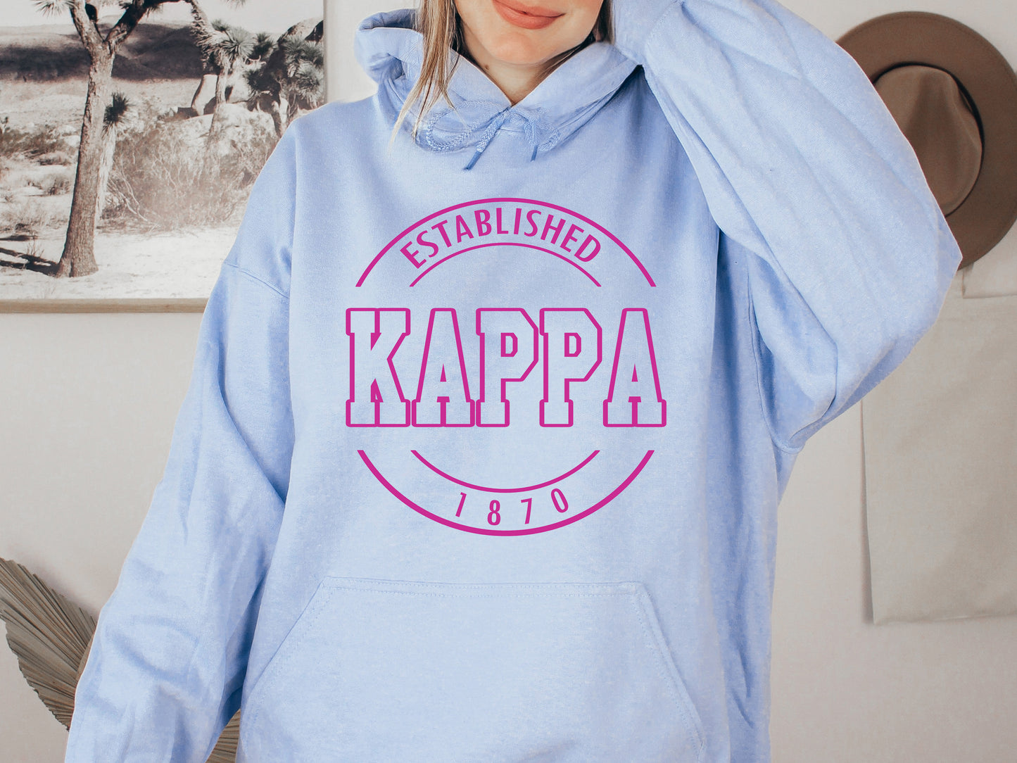 Kappa Kappa Gamma Pink Stamp Sorority Hoodie _ 68g