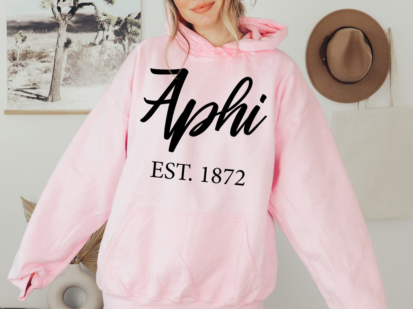 Alpha Phi Black Flowy Sorority Hoodie _ 82g
