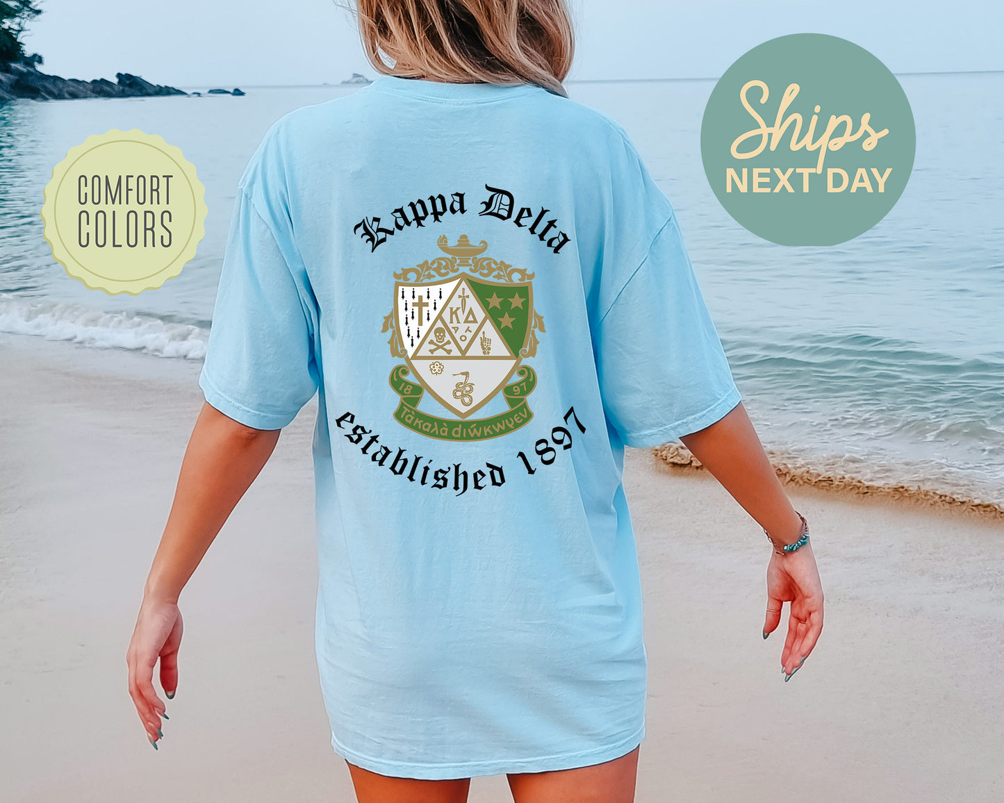 Kappa Delta Old English Crest Comfort Colors Sorority T-shirt _ 32936g