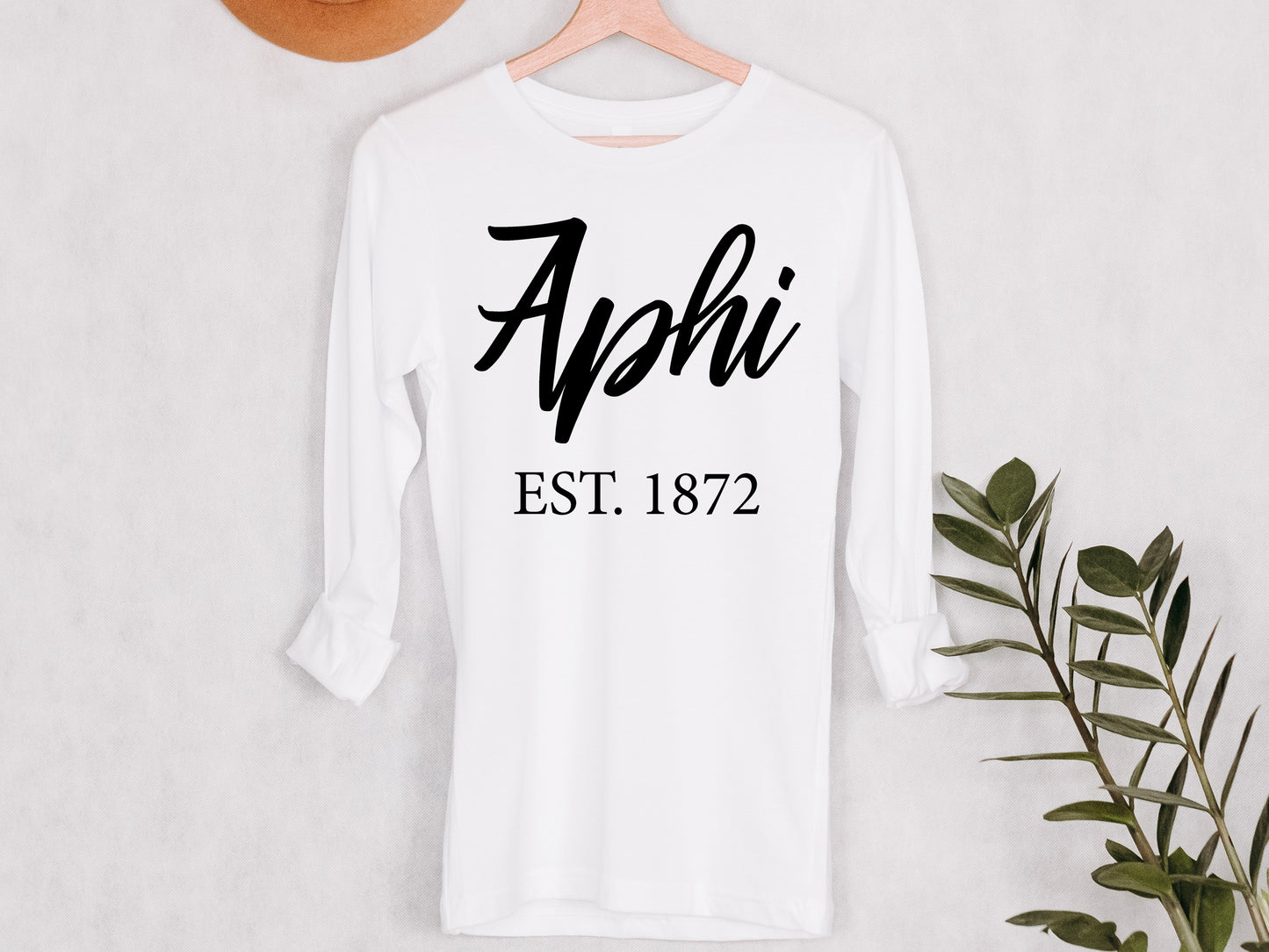 Alpha Phi Black Flowy Sorority Long Sleeve T-shirt _ 82g