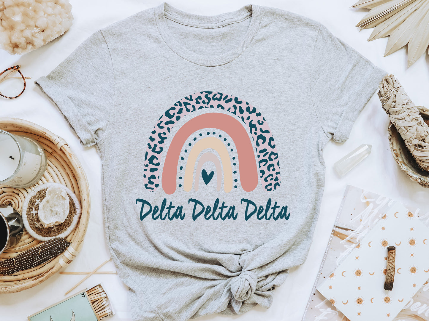 Delta Delta Delta Greek Rainbow Sorority T-shirt _ 2743g