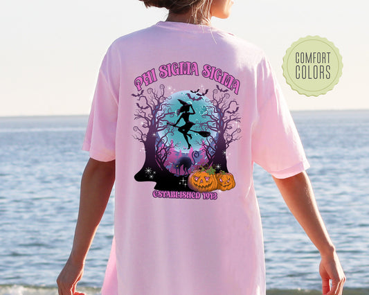Phi Sigma Sigma Halloween Witch Comfort Colors Sorority T-shirt _ 36245g